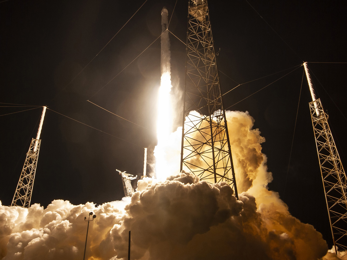 rocket launching at night